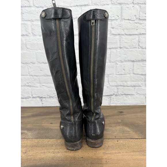 Frye Women's Black Leather Button Back Zip Riding Boots Extended Calf Size 7B - Picture 7 of 16